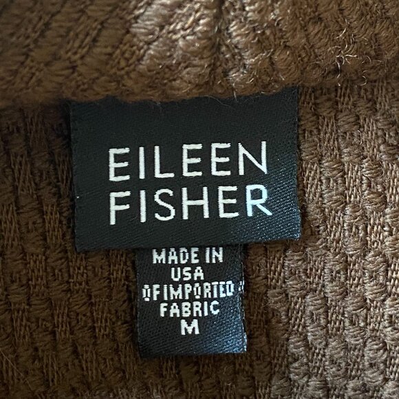Eileen Fisher Pure Wool Waffle Knit Jacket Brown Pockets Staple Old Money-M - Picture 9 of 11